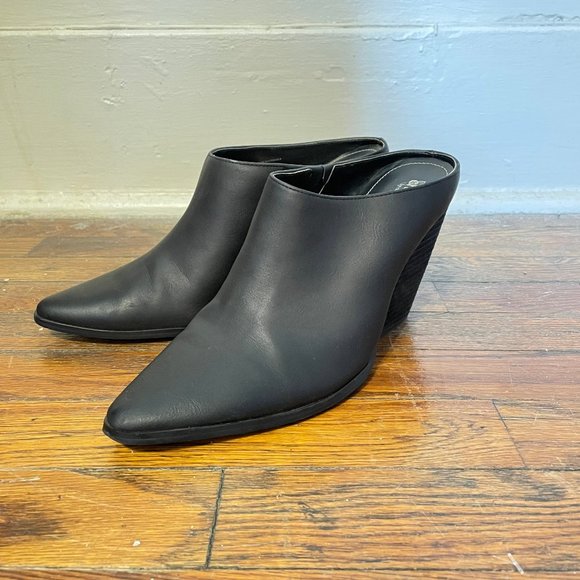 🔥 charles by charles david Black Pointed Toe Wedge Mules Heels Sz 10M - Picture 2 of 8